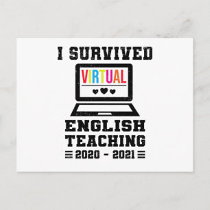 Laptop School Colorful Teacher English Distance Postcard