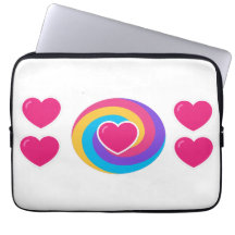 Laptop Sleeve 15.5 and 13 inch Hearts and Rainbow