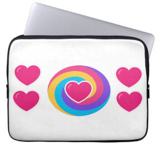 Laptop Sleeve 15.5 and 13 inch Hearts and Rainbow