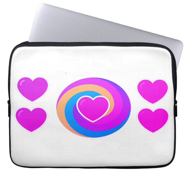 Laptop Sleeve 15.5 and 13 inch Hearts and Rainbow (Front)