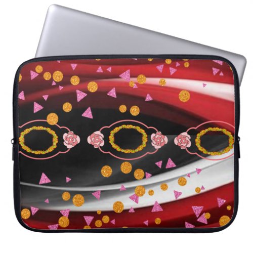 Laptop Sleeve Abstract Red White Black 