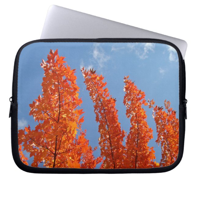 Laptop sleeve bag Blue Sky Orange Fall Tree Leaves (Front)