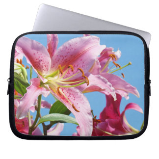 Laptop Sleeve bag Electronics Pink Lily Flowers
