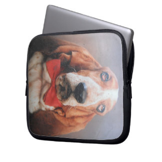 Laptop Sleeve Basset Hound Red Bow Tie