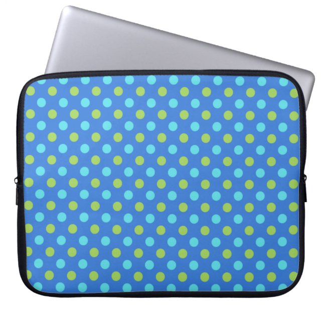 Laptop Sleeve: Blue Moons Polka Dots Pattern Sleeve (Front)