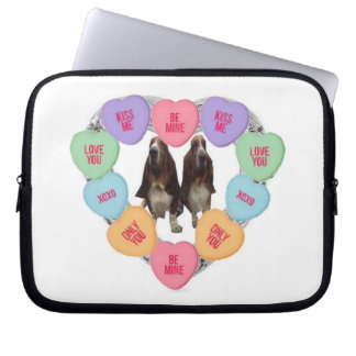 Laptop Sleeve Candy Love Hearts  wIith Bassets