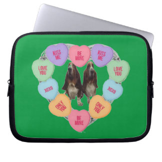 Laptop Sleeve Candy Love Hearts  wIith Bassets