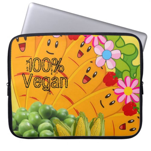 Laptop Sleeve Carrots Peas 100 Vegan