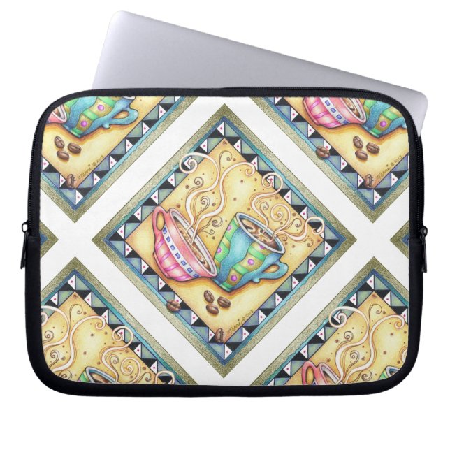 LAPTOP SLEEVE CASE - COOL BEANS! COFFEE ART (Front)