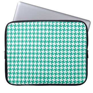 Laptop Sleeve, Emerald Green Dogstooth Check Laptop Sleeve
