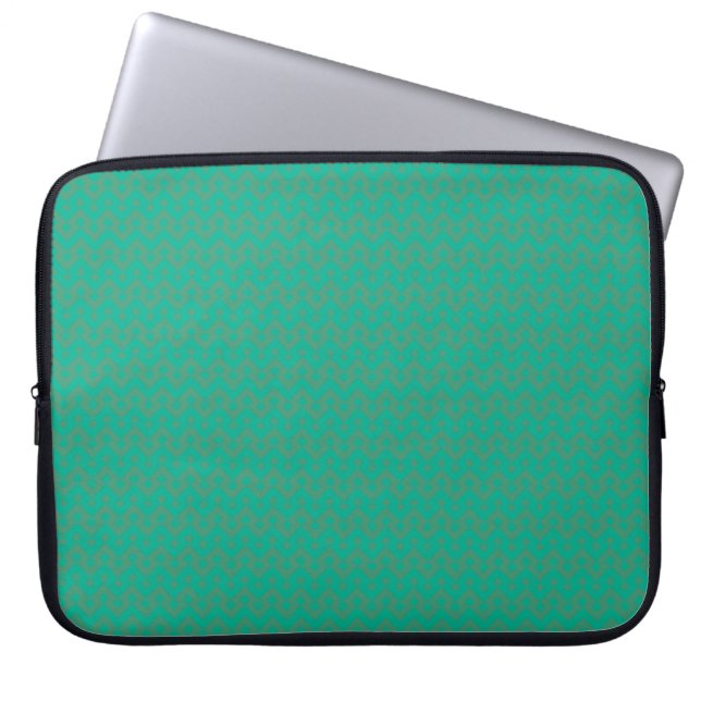 Laptop Sleeve, Emerald Green Geometric Pattern Sleeve (Front)
