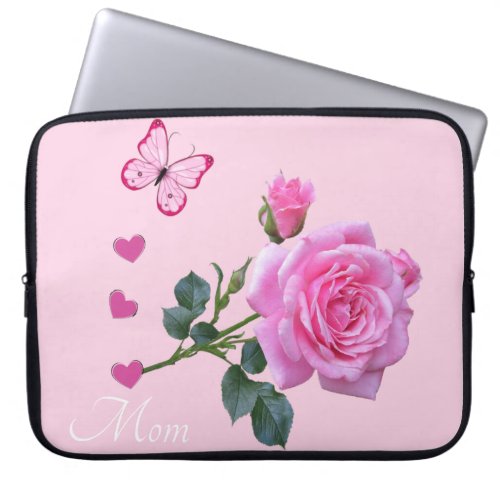 Laptop Sleeve Floral Butterfly Pink Rose Hearts