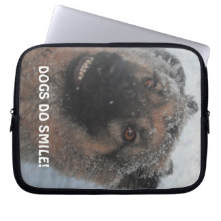 Laptop Sleeve German Shepherd In The Snow Smiling