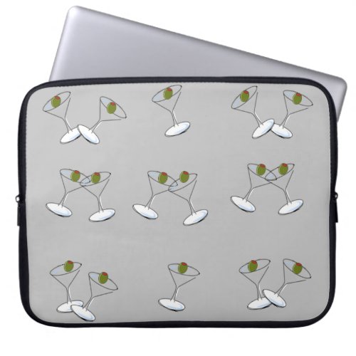 Laptop Sleeve Gray Martini Glasses