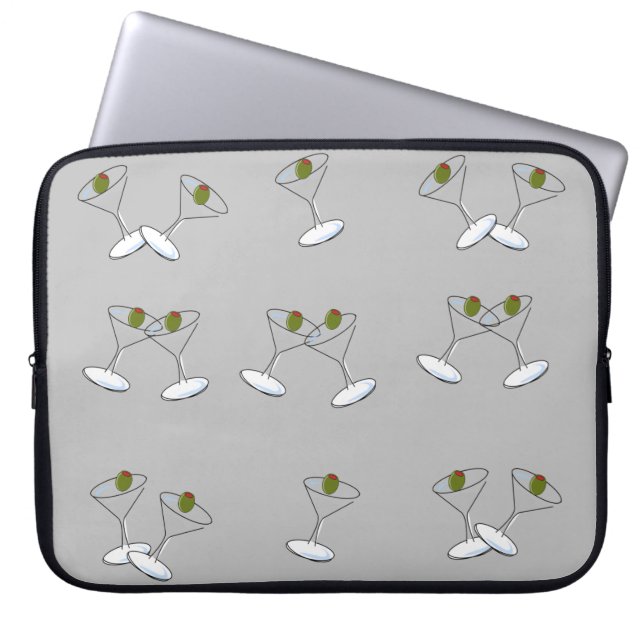 Laptop Sleeve Gray Martini Glasses (Front)