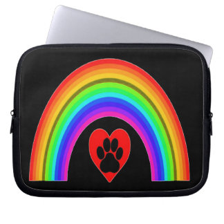 Laptop Sleeve Heart With Paw Under A Rainbow