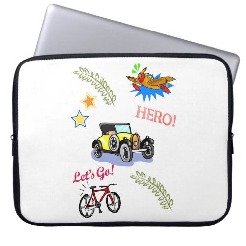 Laptop Sleeve Hero Bicycle Car Airplane 