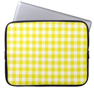 Laptop Sleeve Lemon Yellow Check Gingham