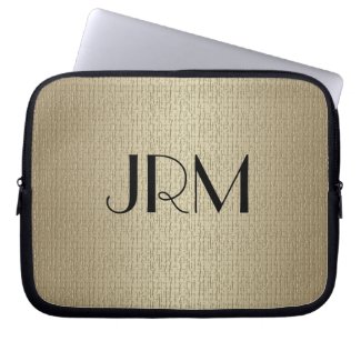 Laptop sleeve – Monogram with Linen Background
