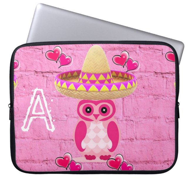 Laptop Sleeve Pink Owl (Front)
