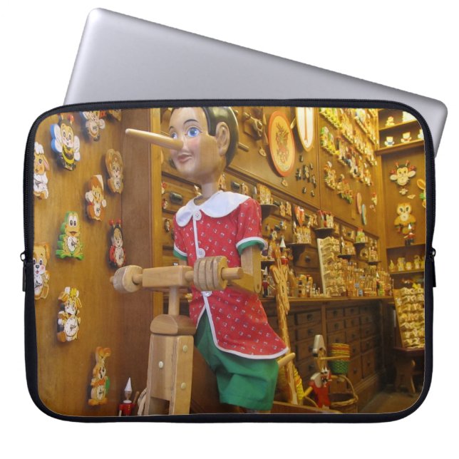 Laptop Sleeve--Pinocchio Doll Laptop Sleeve (Front)