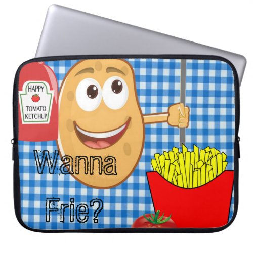 Laptop Sleeve Potato French Fries Ketchup