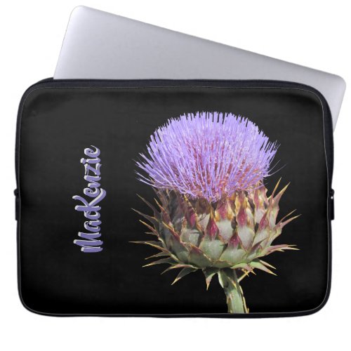 Laptop Sleeve _ Purple Thistle with Name