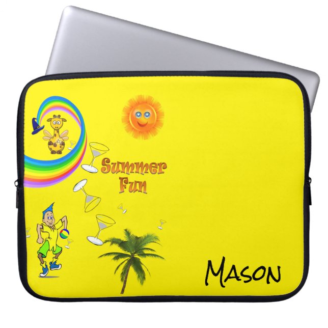 Laptop Sleeve Rainbow Beach Fun (Front)