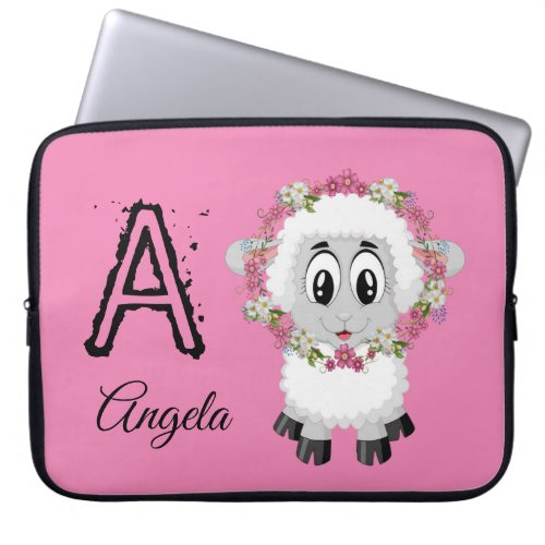 Laptop Sleeve Sheep Floral Pink