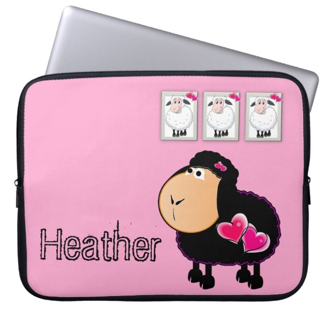 Laptop Sleeve Sheep Pink Hearts (Front)