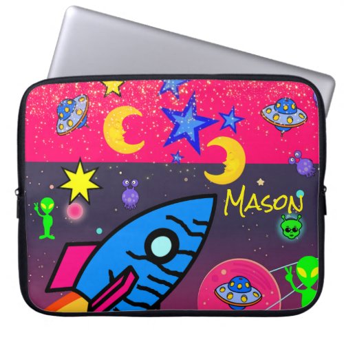 Laptop Sleeve Spaceship Aliens Astronaut