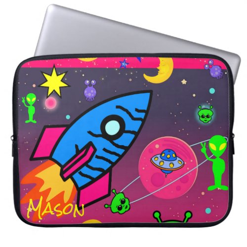 Laptop Sleeve Spaceship Aliens Astronaut