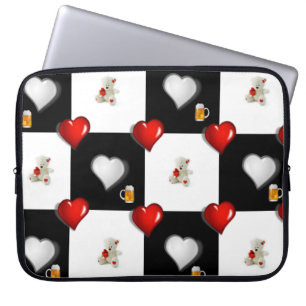 Laptop Sleeve White Teddy Bear Beer