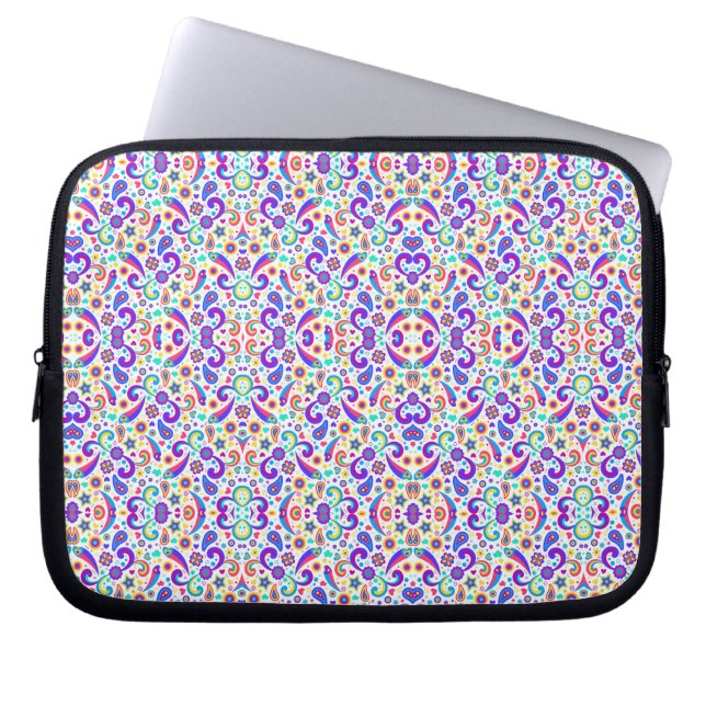 Laptop sleeve with colorful abstract floral  (Front)