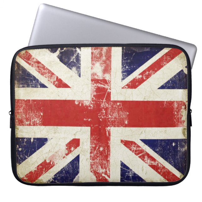 Laptop Sleeve with Distressed Great Britain Flag (Front)