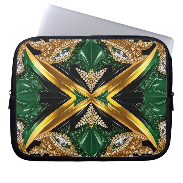 Laptop Sleeve with Jamaican Colors Design (Front)