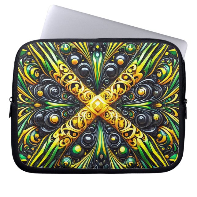 Laptop Sleeve with Jamaican Colors Design (Front)