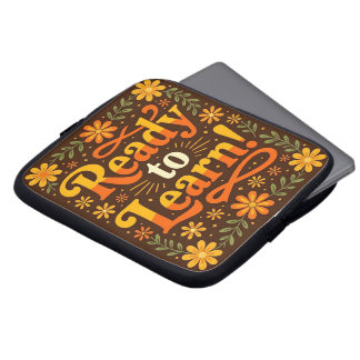 Laptop sleeve with Lettering and Flowers
