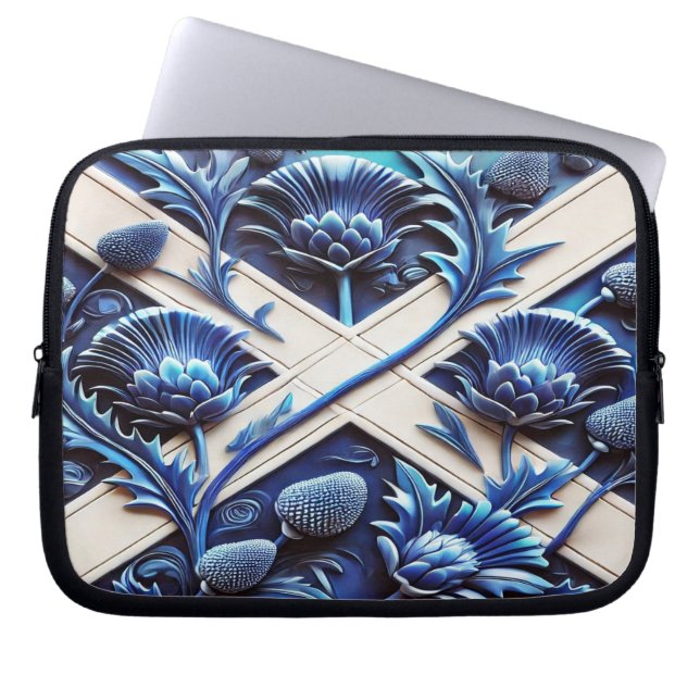 Laptop Sleeve with Scottish Thistles Design (Front)