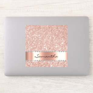 Laptop Sticker Rose Gold Monogram Diamond