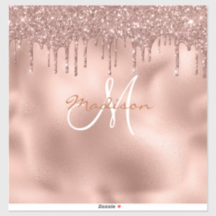 Laptop Sticker Rose Gold Monogram Glitter