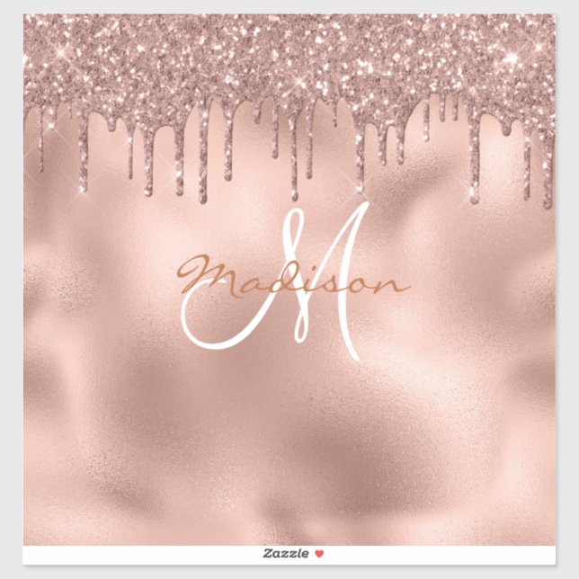 Laptop Sticker Rose Gold Monogram Glitter (Sheet)
