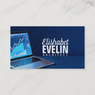 Laptop with Financial Charts g542 Business Card