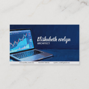 Laptop with Financial Charts h872 Business Card