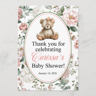 LAQUITA teddy bear Baby Shower sign for Carissa Invitation
