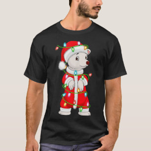 Lar Bear Christmas Lights Santa Costume Cute Anima T-Shirt