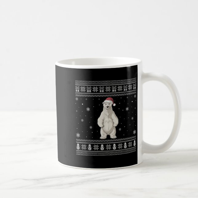 Lar Bear Lovers Men Women Santa Ugly Xmas Sweater  Coffee Mug (Right)