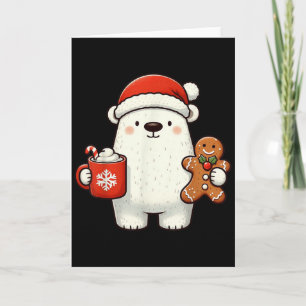 Lar Bear Santa Hat Christmas Holiday Xmas Coffee C Card