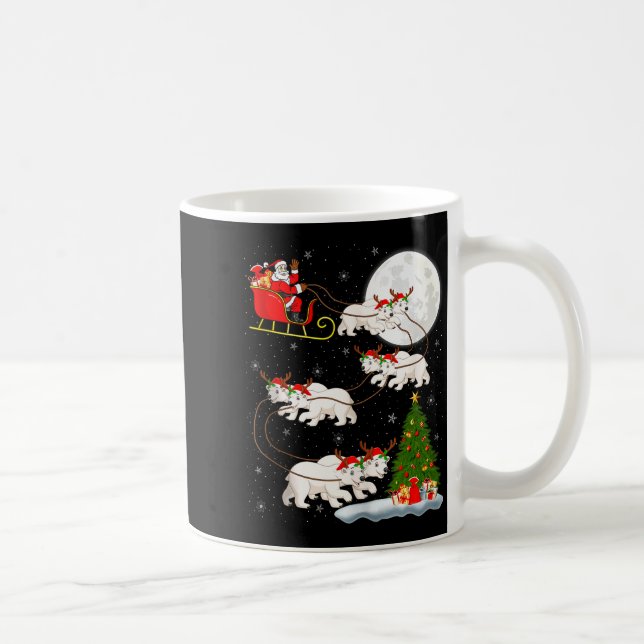 Lar Bear Santa Sleigh Flying Funny Magical Christm Coffee Mug (Right)