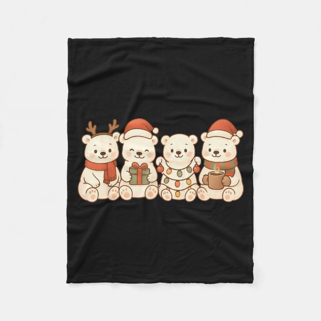 Lar Bears Kids Boys Girls Christmas Lar Bears  Fleece Blanket (Front)